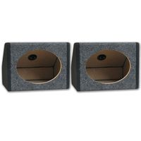 Car Audio 6"x9" Angled/Vented Speaker Box Enclosure Carpet Texture & Terminal Cups (2pc)