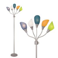 LIGHTACCENTS Adjustable Modern Floor Lamp Multihead Stand up Lamp Bedroom Light with 5- Head Positionable Multicolor Acrylic Reading Shades 5 arm Room Light (Grey)