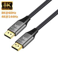 CABLEDECONN DisplayPort Cable Ultra HD 8K 4K Copper Cord DP 1.4 8K@60Hz 4K@144Hz High Speed 32.4Gbps HDCP 3D Slim and Flexible DP to DP Cable 1m 3.3ft ­