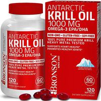 Bronson Antarctic Krill Oil 1000 mg with Omega-3s EPA, DHA, Astaxanthin and Phospholipids 120 Softgels (60 Servings)