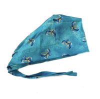 Grace N May Women's Front Fold Tie Back Scrub Cap Surgical Cap Cute Patterns (Woman Blue Gold Butterflies)