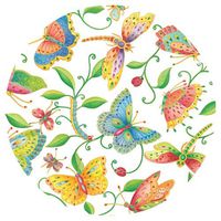 Caspari Entertaining Parvaneh's Garden Salad/Dessert Plates, 16 Pack