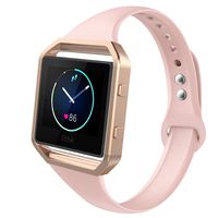 ZUKVYE Sport Bands Compatible with Fitbit Blaze,Slim Soft Silicone Band with Metal Frame Replacement Strap Wristband for Women Men - Pink Sand Large