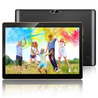 10.1 inch 3G Unlocked Android 7.0 Tablet Octa Core Dual Sim Card Slots 4GB + 64GB IPS Screen WiFi Bluetooth Tablet PC (Black)