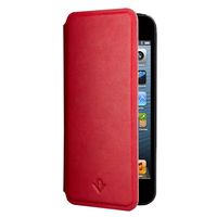 Twelve South SurfacePad for iPhone SE/5s, red | Ultra-Slim Luxury Leather Cover + Display Stand