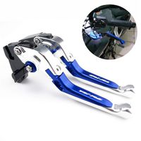 CNC Motorcycle Foldable Extendable Clutch Brake Lever For Yamaha YZF R6 2005 2006 2007 2008 2009 2010 2011 2012 2013 2014 2015 Blue Silver