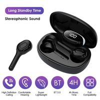 Qalabka T9S TWS Earphone Digital Display Screen BT Noise Reduction Stereophonic Binaural Earbuds Mini in-Ear Waterproof Sports Earphones with Charging Case
