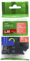 1/Pack LM Tapes - Premium 1" White Print on Red Label (24mm 0.94 Laminated) Compatible with Brother TZe-455 P-Touch Tape and Comes with a Great Tape Color/Size Guide for Easy reordering.