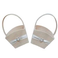 LAPUDA 2pcs / Set Linen Flower Girl Basket Wedding Supplies Bridal Decoration