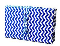 Birthday Gift Wrap - Stretchy Fabric, Reusable and Eco Friendly - Blue & White Chevron (Small)