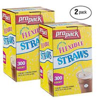 [600 Count] Propack Red White and Blue Colored Plastic Disposable Drinking Flexible Straws for Home, Office, Wedding, Events, Parties, Take Out, Water, Juice, Soda, Beer, Cocktails, (2 Packs)