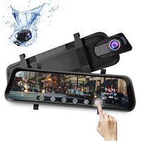 Katiren Backup Camera 9.66 inch Car Mirror Dash Cam 1080P Stream Media with Night Vision Full Touch Screen Video Streaming Rear View Mirror Waterproof Rear Camera
