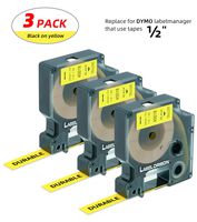 Label Orison-D1 Labels 45018 Standard Labeling Tape Black on Yellow 1/2'' W x 23' L Compatible with Dymo LabelManager 160 280 420P 260P PnP 210D 360D 450D 500TS,3 Cartridges