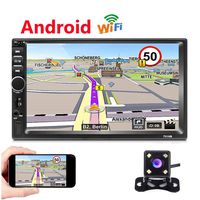 Hikity Android 7 Inch Car Stereo Double Din with GPS Touch Screen Radio Bluetooth FM Receiver Support WiFi Connect Mirror Link for iOS/Android Phone + Backup Camera