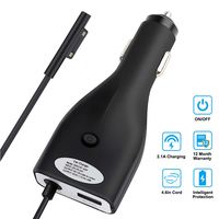 Surface Car Charger, 42W 12V 2.58A Power Supply for Microsoft Surface Pro 3/Pro 4/Pro 5/Pro 6, Surface Book, Surface Go, Surface Laptop with 5V 2.1A USB Charging Port (5Ft Cord)