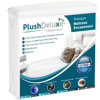 PlushDeluxe Premium Zippered Mattress Encasement, Waterproof, Bed Bug & Dust Mite Proof 6-Sided Protector Cover, Hypoallergenic Cotton Terry Surface (Fits 9-12 Inches H) Queen,10-Year Warranty
