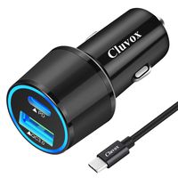 Rapid Type C Car Charger, Compatible Google Pixel 3 XL/3/2 XL/2/XL/C, USB C PD Car Charger with 3.3ft Type C Cable, 18W Power Delivery and Quick Charge 3.0 Fast Charging Car Adapter - Black