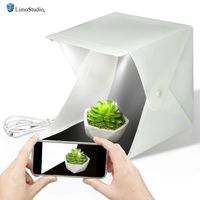 LimoStudio 40 LED Lighting Photo Shooting Tent, White Plastic Portable and Collapsible Lighting Diffuser Box, Black and White Backdrops for Small Product Image Creation, AGG2592