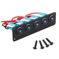 5 Gang 3 Pin Rocker Switch Panel Waterproof On-Off Toggle Switches with Pre-wired for Car Vehicle Trailer Truck SUV Marine Boat RV Ship