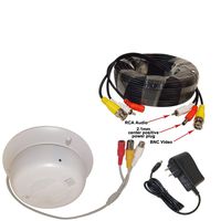 Evertech Traditional Analog Hidden Covert Camera Functional Smoke Detector with Adapter and Cable