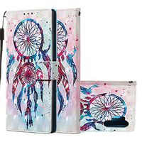 Wallet Case with Black Dual-use Pen,Aoucase Luxury Wrist String 3D Feather Dreamcatcher Painting Card Holder Shock Resistant PU Leather Case for Galaxy Note 10 Plus/Note 10 Plus 5G
