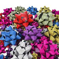 Tatuo 130 Pieces Gift Wrap Bows Christmas Metallic Bows Self Adhesive Gift Bows for Decorating Presents (Glitter Color)