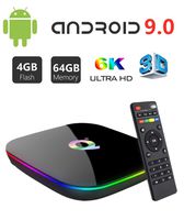 Android 9.0 TV Box 4GB RAM 64GB ROM,Q Plus Smart TV Box H6 Quadcore cortex-A53 Up to 2.4GHz WiFi Support 3D 6K H.265 HDMI 2.0 USB 3.0