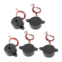 uxcell 5 Pcs DC 3-24V 85dB Sound Electronic Buzzer Alarm Black 23 x 12mm