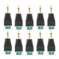 Akozon Male Adapter 10Pcs 3.5mm 2 Pole Stereo Vedio Male Plug to 2 Screw Terminal Adapter Connector