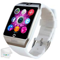 Bluetooth Smart Watch SIM Card Slot Camera Smartwatch Sports Fitness Tracker Wristwatch Compatible with Women Men Girls Boys Android Phones Samsung Galaxy S9 S8 S7 S6 Note 9 8 HTC Motorola ZTE White