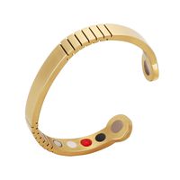 Women Magnetic Therapy Bracelet Stainless Steel Cuff Bangle Stretch for Arthritis, Tendonitis, Tennis/Golf Elbow, Carpal Tunnel Syndrome and Physical Pain Relief Gold