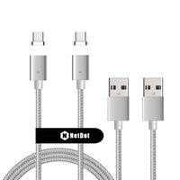 Netdot Gen7 Nylon Braided USB-C Magnetic Fast Charging Cable Compatible with Type-C Smartphone(5ft USB-C/2 Pack Silver)