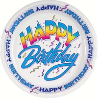Retro Rainbow Birthday Paper Party Plates, 8ct