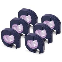 Compatible Dymo Letratag Refills Clear 16952 Work with DYMO LetraTag Label Makers, 1/2 Inch x 13 Feet per roll, 6-Pack, Plastic Tape