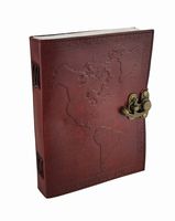 Embossed Leather World Map Journal w/Swing Clasp