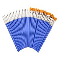 Flat Paint Brushes Set，50 Pcs Art Paintbrushes for Kids/ Artists/Painters/Beginners/Students ，Short Plastic Handle，Nylon Hair Brushes for Acrylic Oil Watercolor Art Painting (MIX（25Flat +25Round#0）)