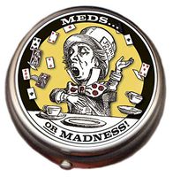 Mad Hatter Pill Box - Compact 1 or 2 Compartment Medicine Case