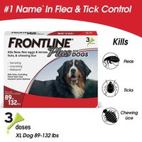 Frontline Plus for Dogs Extra Large Dog (89 to 132 pounds) Flea and Tick Treatment, 3 Doses