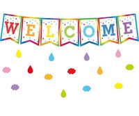 Welcome Bulletin Board Set Classroom Decoration Colorful Pennants for Back to School