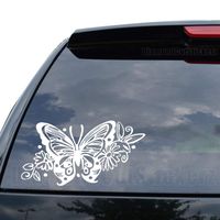 Butterfly Tribal Art Insect Wings Decal Sticker Car Truck Motorcycle Window Ipad Laptop Wall Decor - Size (07 inch / 18 cm Wide) - Color (Gloss Black)