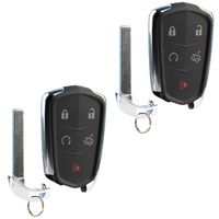 Key Fob Keyless Entry Smart Remote Shell Case & Pad fits Cadillac ATS, CT6, CTS, SRX, XT5, XTS, Set of 2