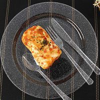 SAILSWORD 200 Pcs Silver Plastic Disposable Silverware Include 100 Forks 50 Knives 50 Spoons