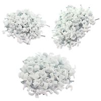 DGZZI 300-Pack White Cable Nails Clips High Carbon Steel Nail Wire Clamps Cable Straps Wall Holder (100 4mm + 100 6mm + 100 8mm)