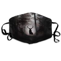 Hateone Unisex Unique Mouth Mask - Cool Forest Deer Illustration Polyester Anti-dust Masks - Fashion Washed Reusable Face Mask for Outdoor Cycling