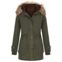 Emimarol Womens Long Coats Faux Fur Outwear Jacket Warm Winter Thicken Fleece Lined Parka Green