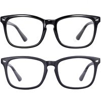 Maxjuli 2 Pack Blue Light Blocking Glasses,Computer Reading/Gaming/TV/Phones Glasses for Women Men(Shiny Black+Matt Black)