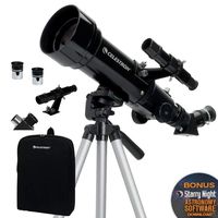 Celestron - 70mm Travel Scope - Portable Refractor Telescope - Fully Coated Glass Optics - Ideal Telescope for Beginners - BONUS Astronomy Software Package
