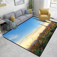 Bigdatastore Desert Large Size Area Rug Indoor, Sonoran Desert Catching Days Last Rays Saguaro Cactus Wild Vegetation, Fashionable High Class Living Dinning Room(3'x 5')