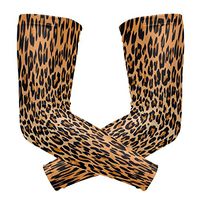 ZZKKO Leopard Print Cooling Arm Sleeves Cover Uv Sun Protection for Men Women Running Golf Cycling Arm Warmer Sleeves 1 Pair