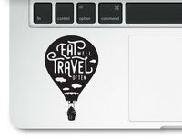Eat Well Travel Often Hot Air Balloon Cupcake Laptop Macbook Clear Printed Decal Trackpad